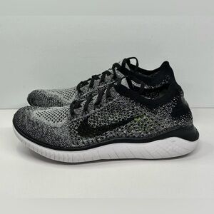 Nike Free Run Flyknit 2018 White Black Gray Running Shoes 942839-101-Womens 6